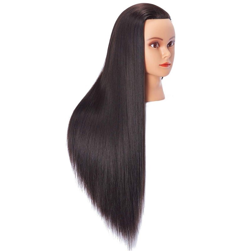 Hairlink 26-28'' Mannequin Head Synthetic Fiber Long Hair Styling Training Head Dolls for Cosmetology Manikin Maniquins Practice Head with Clamp Stand Holder (6611LB0220) - Image 2